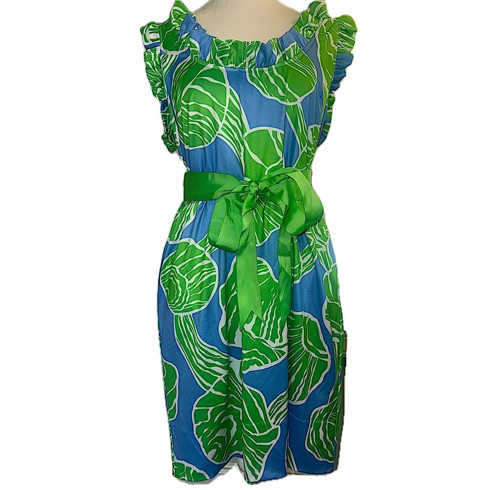 NWT Gretchen Scott Designs Girlie Girl Shell Shock Ruffle Sleeveless Dress L - Picture 2 of 8